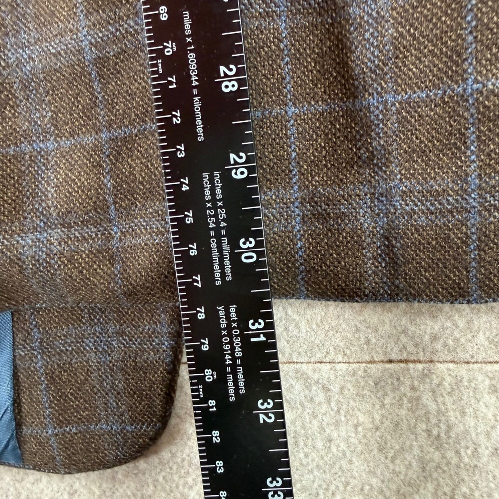 Carlo Mandrone Sport Coat 44R Brown Blue Windowpane Wool Blazer Canada 026498118 - Picture 11 of 12